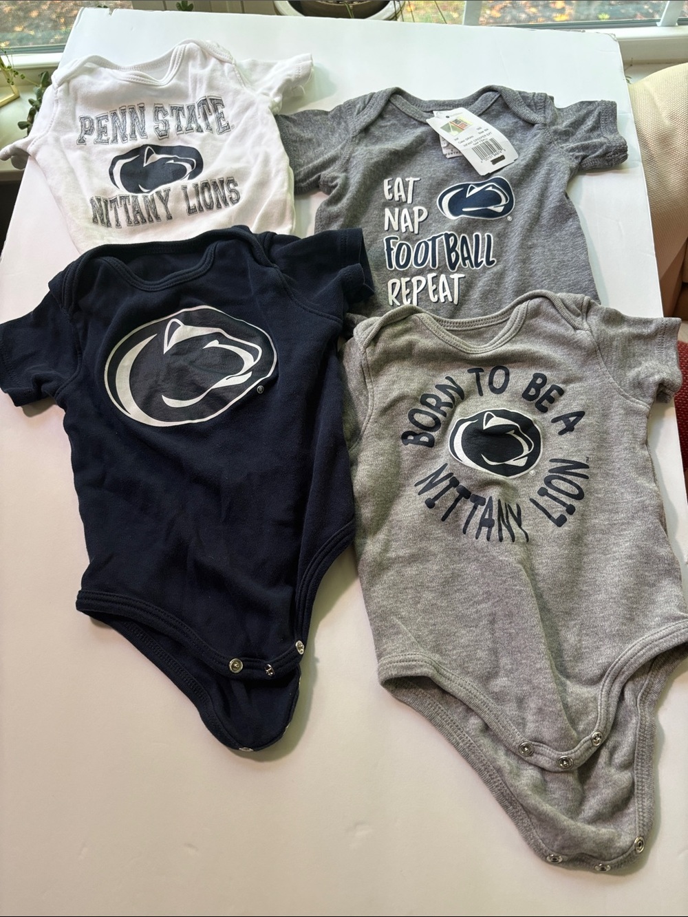 Penn State Nittany Lions Baby One-Piece Bodysuit Pack - Navy, Gray, White